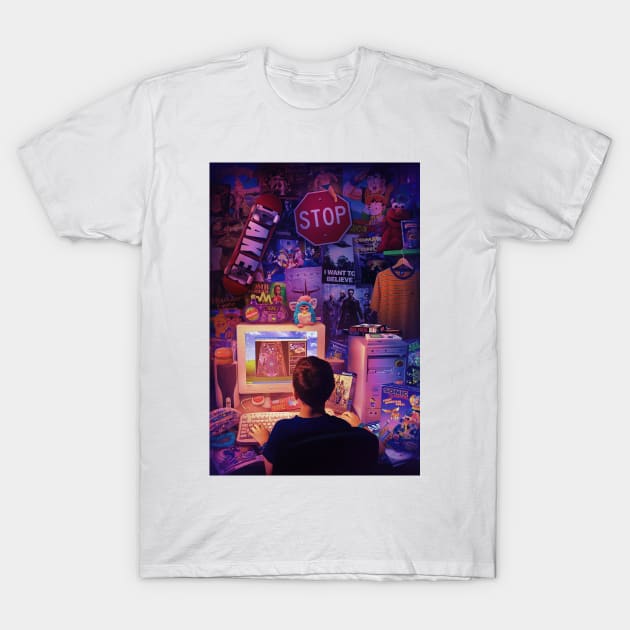 Pc 90s - 3D Pinball Space Cadet T-Shirt by Rachid Lotf